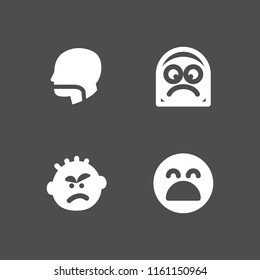 4 scream icons in vector set. mouth, scared and angry illustration for web and graphic design