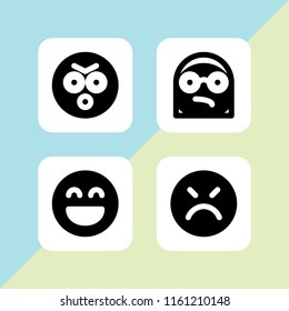 4 scream icons in vector set. goofy and angry illustration for web and graphic design