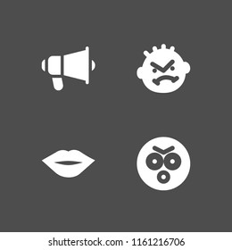 4 scream icons in vector set. angry, shout and mouth illustration for web and graphic design