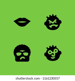 4 scream icons in vector set. mouth, rockstar, angry and goofy illustration for web and graphic design