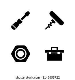 4 screw icon set with screw, screwdriver and corkscrew vector illustration for graphic design and web