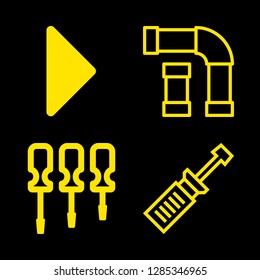 4 screw icons with triangular black right arrow and pipe in this set