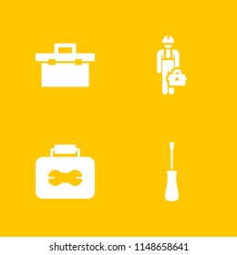 4 screwdriver icon set with tool box, toolbox and screwdriver vector illustration for graphic design and web