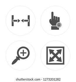4 Scroll, Zoom in, Clicker, Move modern icons on round shapes, vector illustration, eps10, trendy icon set.