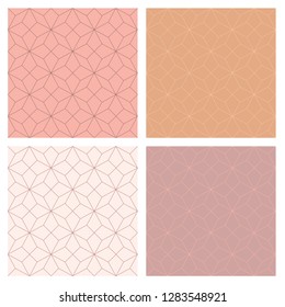 4 seamless art deco pattern with nude colors