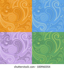 4 Seamless Doodle Patterns Vector