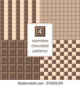 4 seamless geometric patterns with chocolate