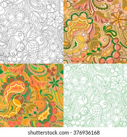 4 seamless pattern with floral ornament