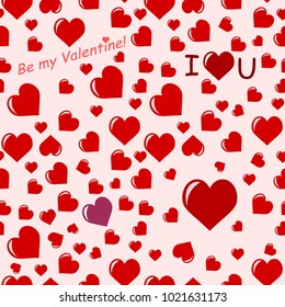 4 Seamless patterns can be combined vector illustration hearts for Saint Valentine's Day in pink, rose and red colors