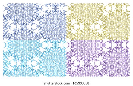 4 Seamless patterns. Vector abstract backgrounds 