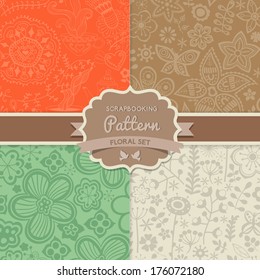 4 seamless vector patterns. Shabby chic. Floral patterns (seamlessly tiling). Can be used for wallpaper, pattern fills, web page background,surface textures. Floral seamless backgrounds combo.