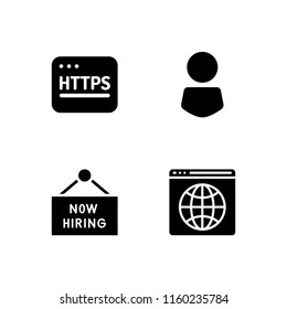 4 search icons in vector set. human, hire, www and http illustration for web and graphic design