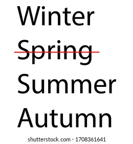 4 season icon. Spring crossed out. Quarantine ,covid-19 icon. Coronavirus.