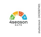 4 season logo design template vector. spring, summer, fall, and winter symbol in defferent color