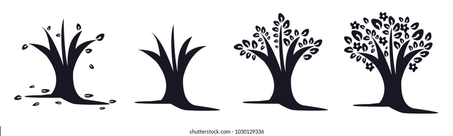 The 4 seasons in black and white - Shutterstock ID 1030129336