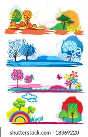 4 seasons cartoon elements.