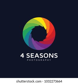 4 seasons photography leaf colorfull icon logo