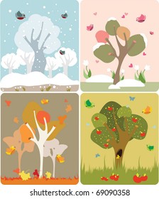 4 seasons of the year in a cute style