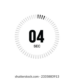 4 second timer clock. 4 sec stopwatch icon countdown time digital stop chronometer