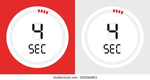 4 Second Timer Clock. Stopwatch Icon Time Digital Chronometer