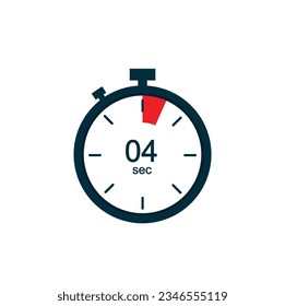 4 seconds , 4 sec stopwatch vector icon. Stopwatch icon in flat style on a white background. Vector.