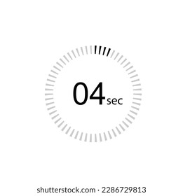 Icono de temporizador de 4 segundos, temporizador digital de 4 segundos. Reloj y reloj, cronómetro, cuenta regresiva.