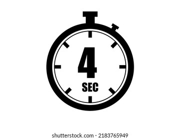 4 Seconds timers clock. Time measure. Chronometer vector icon black isolated on white background.