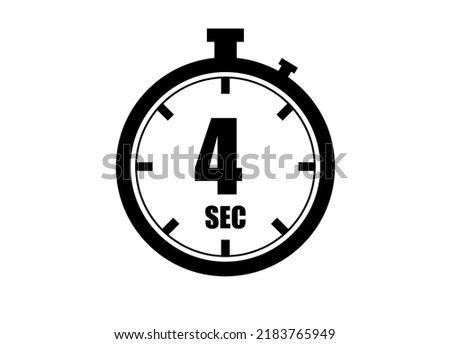 4 Seconds timers clock. Time measure. Chronometer vector icon black isolated on white background.