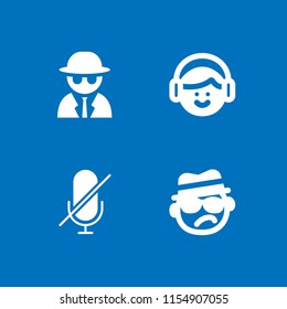 4 secret icons in vector set. detective, spy, listening and mute illustration for web and graphic design