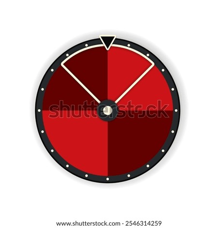4 section blank wheel of fortune icon red. Clipart image isolated on white background