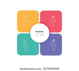 4 section business square infograph