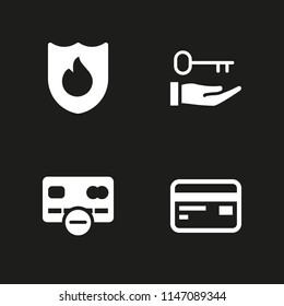 4 security icon set with firewall, key and credit card vector illustration for graphic design and web