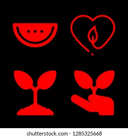 4 seed icons with sprout and hand and sprout in this set