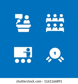 4 seminar icons in vector set. lectern, class and first illustration for web and graphic design