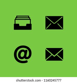 4 send icons in vector set. mail, inbox and close envelope illustration for web and graphic design
