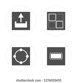4 Sent, Oval, Square, Center alignment modern icons on round shapes, vector illustration, eps10, trendy icon set.