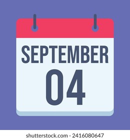 4 September Calendar. Blue Background. Vector Calendar.
