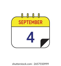 4. September Kalender Symbol Vektorgrafik Design