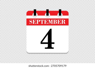 Vector Icono del calendario del 4 de septiembre, ícono del calendario del mes de 4 de septiembre, ícono del calendario del mes de septiembre, ícono del calendario del 4 de septiembre, ícono del calendario del Vector.