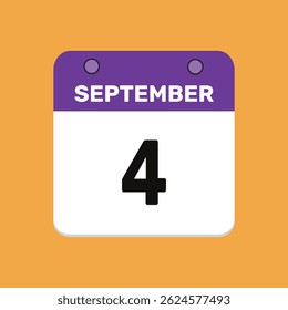 4 september calender icon text page monthly web design.