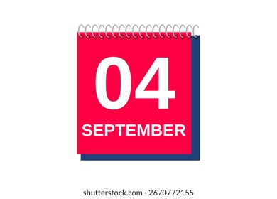 4. September Monat einzelne Tag Vektor, Illustration, Kalender mit roten, blauen und weißen Hintergrund Kalender Symbol für September 4