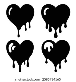 4 set 3d melting heart silhouette