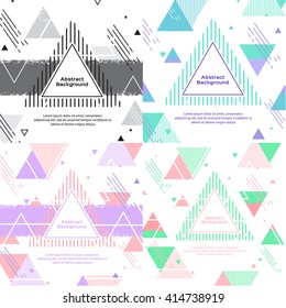 4 set Abstract colored triangles geometric backgrounds
