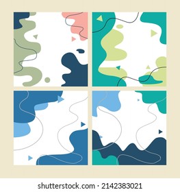 4 Set Abstract memphis background template
