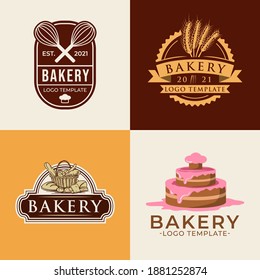 4 set bakery logo templates