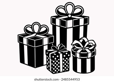 4 set of Christmas gift clipart style