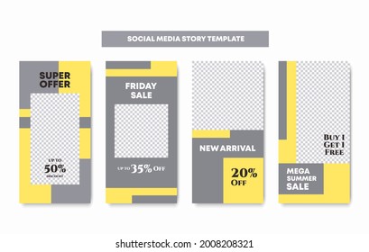 4 Set collection social media post template fashion summer sale promotion. Trendy editable vector abstract background illustration in pastel colors. Suitable for your online shop
