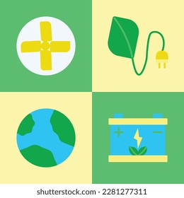 4 ökologische und industrielle Vektorsymbol