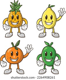 4 set colección de mascotas de frutas Vector
