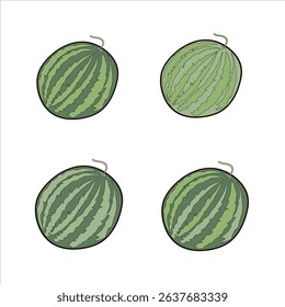 4 set if full simple watermelon illustration